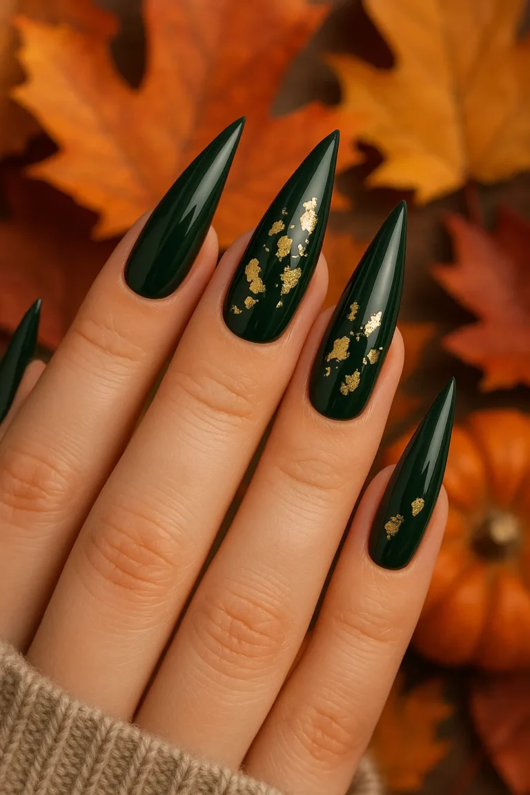 50 Fall Nail/ Dark Green Autumn Ideas