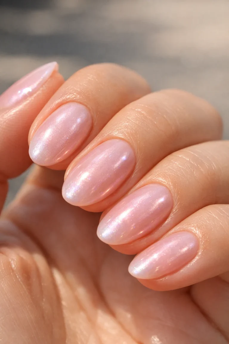 15+ Elegant Pearlized Nails With a Soft Pink Glow