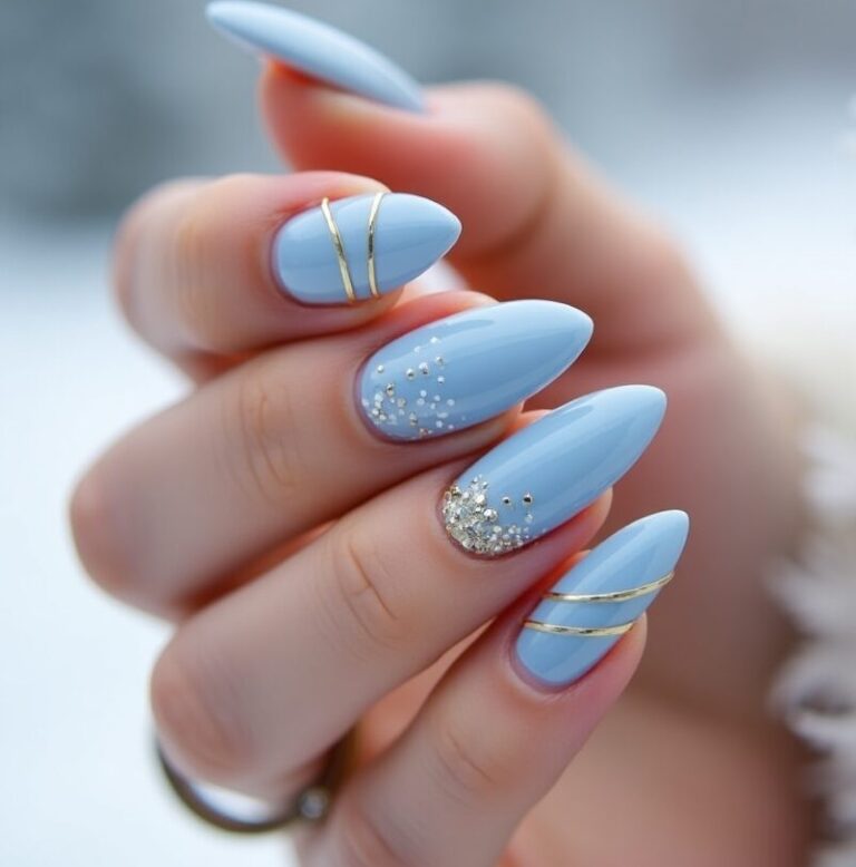 Light Blue Winter Nail Ideas
